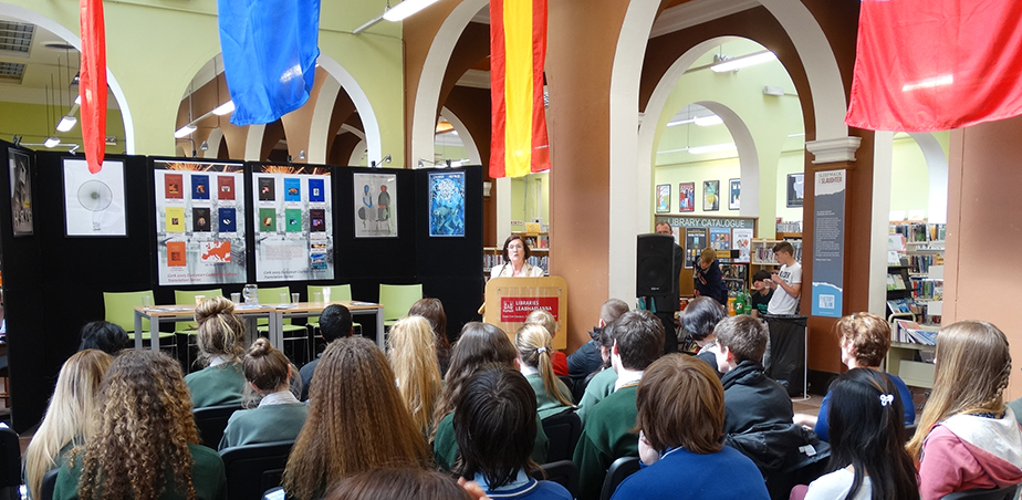 TY student writers read their poems at the Launch of The Unfinished Book of Poetry, in Cork City Library. Photo credit: Eibhlín Cassidy