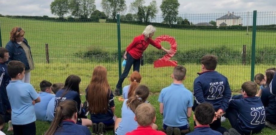 Image: An artist evaluating a problem-solving task with the teacher and students. St Killian’s in Mullagh Cavan. Photographer Vera McEvoy