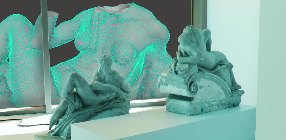 Sculptures and video from the installation Detrimentum