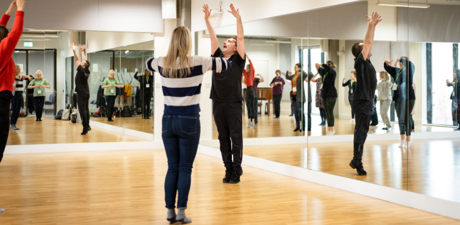 Stephen Brennan of Ballet Ireland delivers a workshop in dance at 2022 National Arts in Education Portal Day