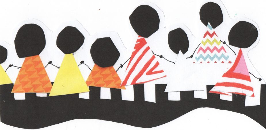 Colourful cutout drawings of people, artwork by Children from Youth Voice Journal publication, Creative Schools