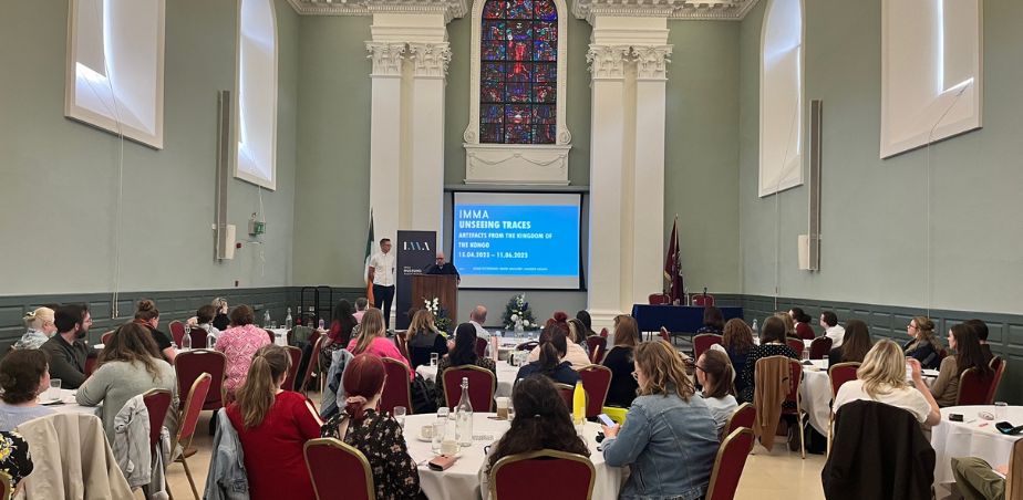 Presentation to seated delegates in a large room for the Irish Museum Association Education and Outreach Forum