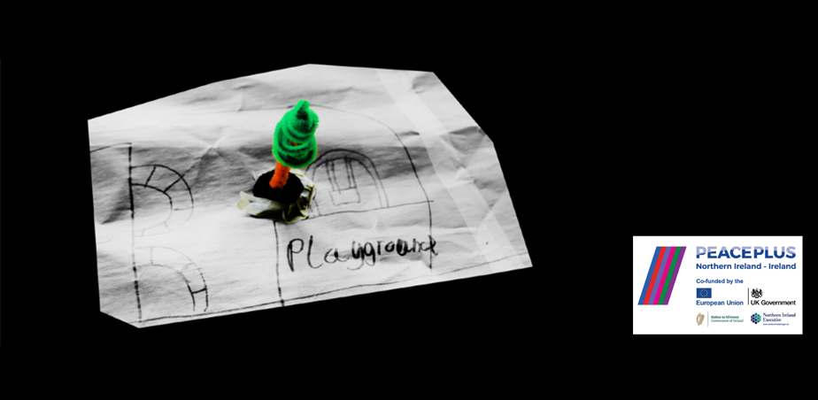 drawing on white paper on a black background for Colour Project