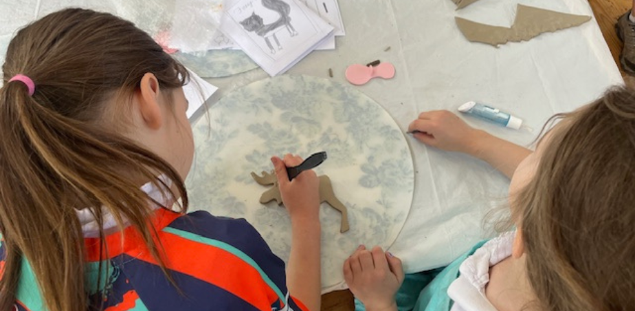 School students during a creative project for Creative Clusters