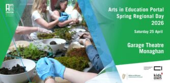 People making kokedama from moss and foliage for a creative workshop at Arts in Education Portal Regional Day