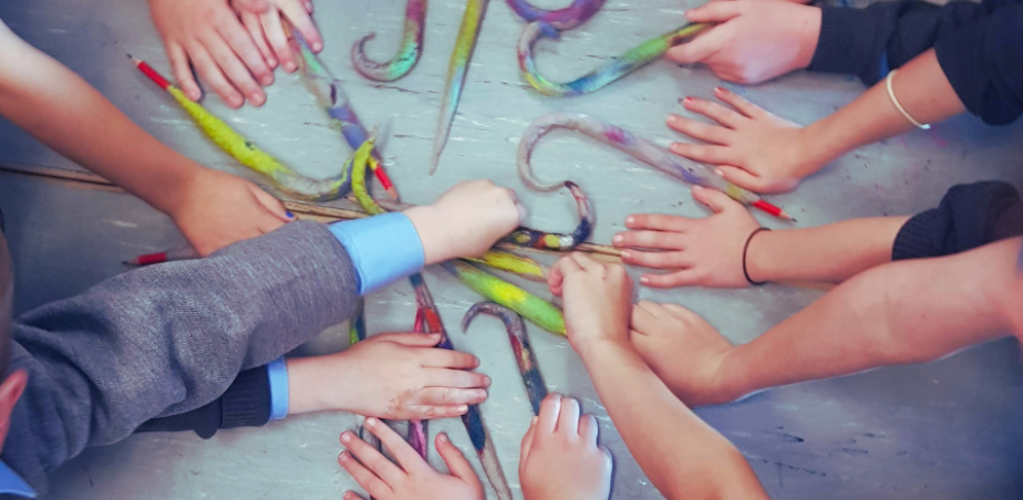 students making colourful snakes - BLAST