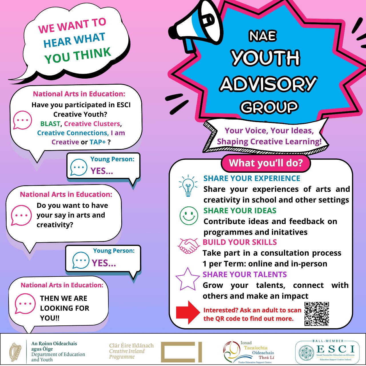 National Arts in Education Youth Advisory Group Call out poster