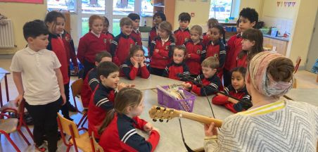 Children from Castlebar Primary School compose songs inspired by Children of Lir with artist Sharon Ní Chuilibín Children from Castlebar Primary School compose songs inspired by Children of Lir with artist Sharon Ní Chuilibín